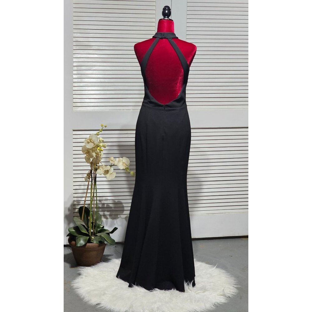 BHLDN Women's Black Crepe Serephina Open Back Slit Maxi Dress Size 12 2806 - Picture 7 of 13